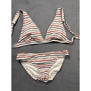 True Craft Bikini Two-Piece Striped Blue Red Size Medium Swimwear